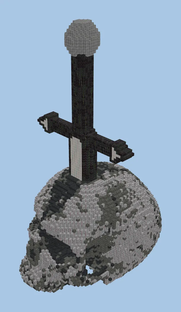 Sword Through Skeleton Skull